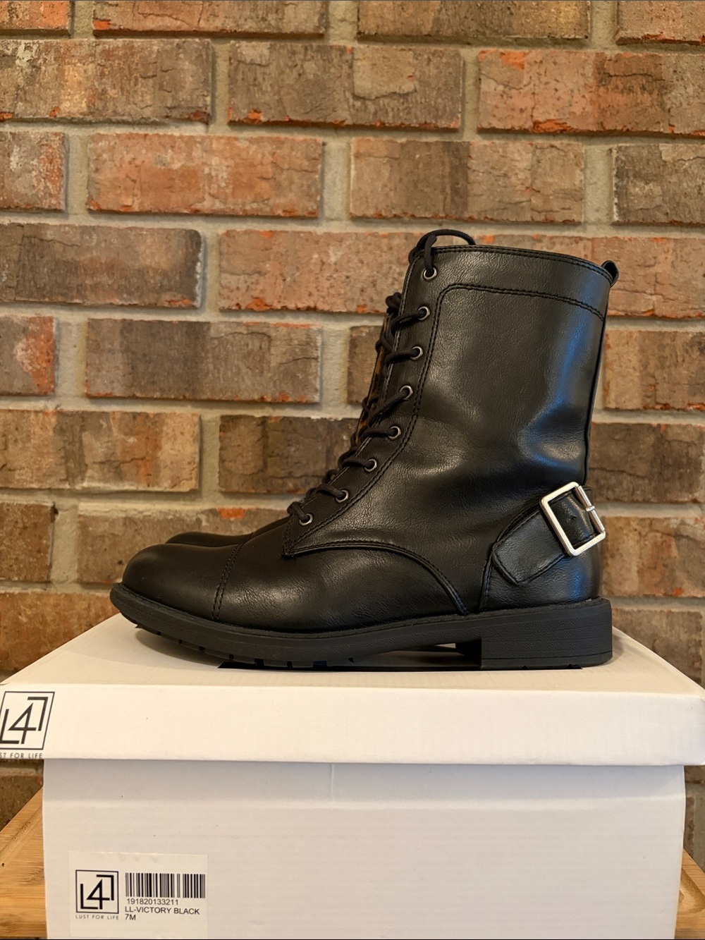 LFL by Lust for Life Black Lace-Up Combat Boot with Buckle